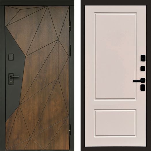 Входная дверь Termo-door Премиум винорит Геометрия Дуб с терморазрывом - Марсель Слоновая кость