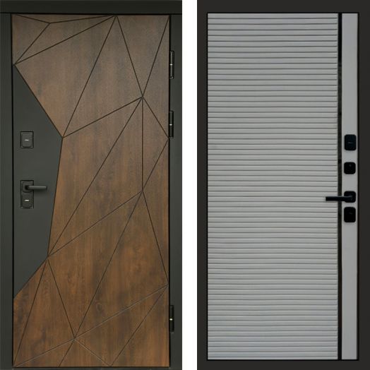 Входная дверь Termo-door Премиум винорит Геометрия Дуб с терморазрывом - Porte Грей софт