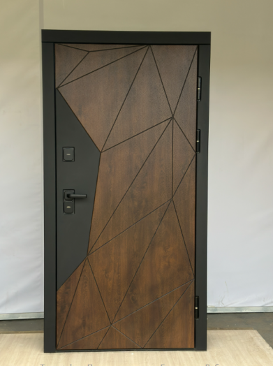 Входная дверь Termo-door Премиум винорит Геометрия Дуб с терморазрывом - Зеркало Лиственница