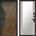 Входная дверь Termo-door Премиум винорит Геометрия Дуб с терморазрывом - Зеркало Слоновая кость