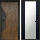Входная дверь Termo-door Премиум винорит Геометрия Дуб с терморазрывом - Зеркало Черный кварц+тонировка