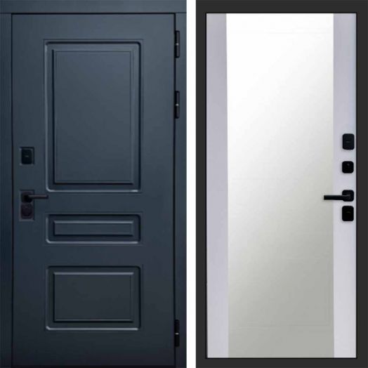 Входная дверь Termo-door Аляска Графит с терморазрывом - Зеркало Белый софт