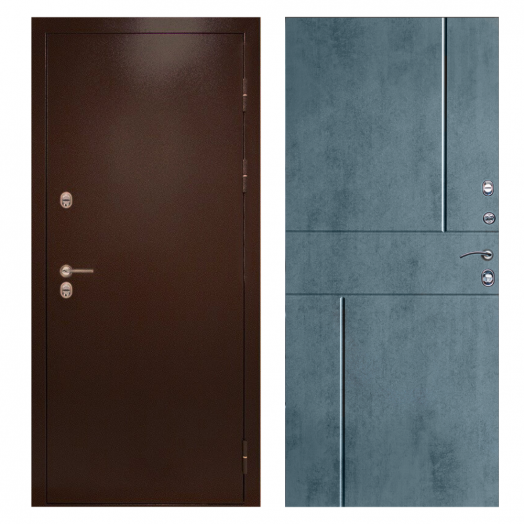 Входная дверь Termo-door Сибирь Антик медь с терморазрывом - Горизонт Бетон темный