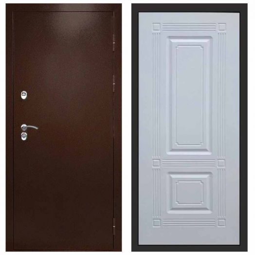 Входная дверь Termo-door Сибирь Антик медь с терморазрывом - Мадрид Белый софт