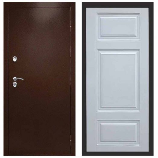 Входная дверь Termo-door Сибирь Антик медь с терморазрывом - Лион Белый софт