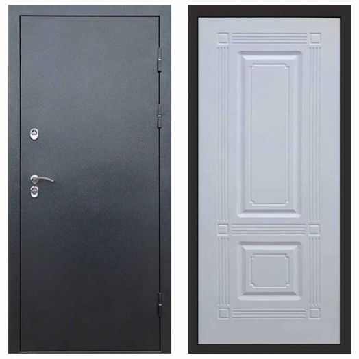 Входная дверь Termo-door Сибирь Антик серебро с терморазрывом - Мадрид Белый софт