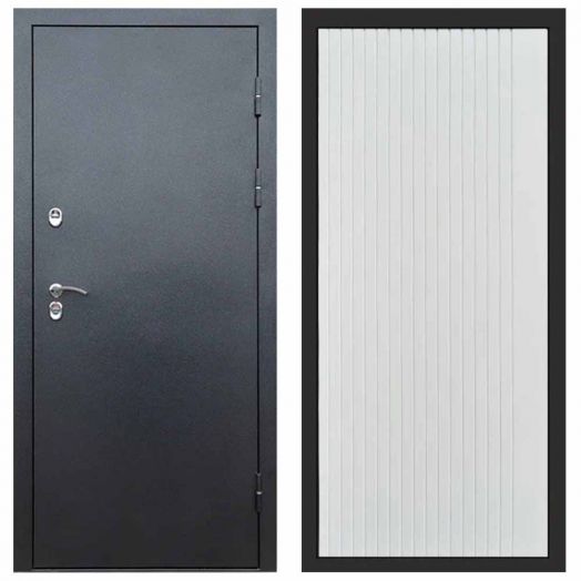 Входная дверь Termo-door Сибирь Антик серебро с терморазрывом - FLAT Белый софт
