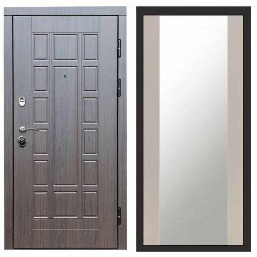 Входная дверь Termo-door Премиум винорит Виргиния Венге с терморазрывом - Зеркало Слоновая кость