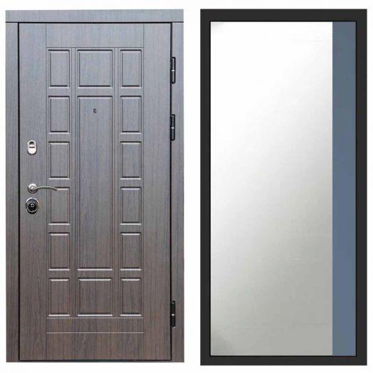 Входная дверь Termo-door Премиум винорит Виргиния Венге с терморазрывом - Широкое Зеркало Фацет Грей софт