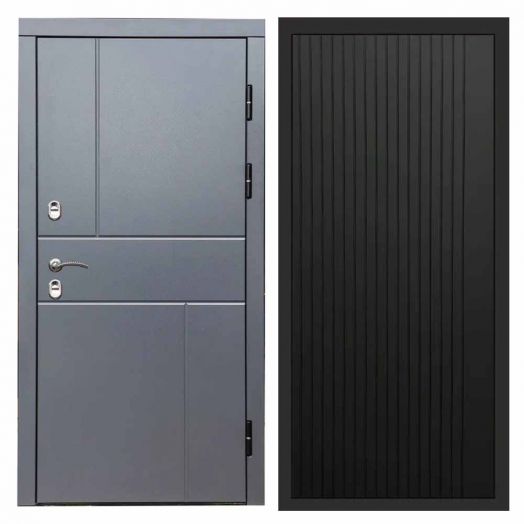 Входная дверь Termo-door Премиум винорит Вертикаль Грей с терморазрывом - FLAT Черный кварц