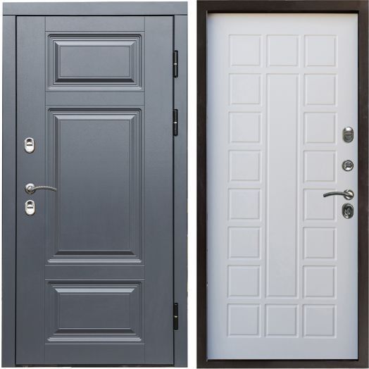 Входная дверь Termo-door Премиум винорит Грей с терморазрывом - Престиж Белое дерево