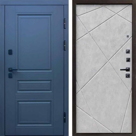 Входная дверь Termo-door Премиум винорит Орегон Графит с терморазрывом - Лучи Бетон светлый