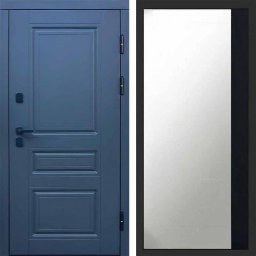 Входная дверь Termo-door Премиум винорит Орегон Графит с терморазрывом - Широкое Зеркало Фацет Черный кварц