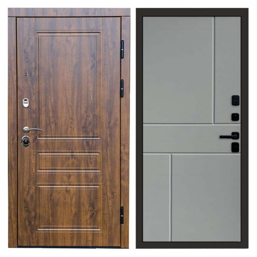 Входная дверь Termo-door Премиум винорит Орегон Дуб с терморазрывом - Горизонт Грей софт