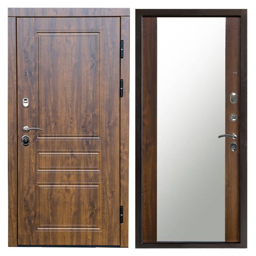 Входная дверь Termo-door Премиум винорит Орегон Дуб с терморазрывом - Зеркало Дуб