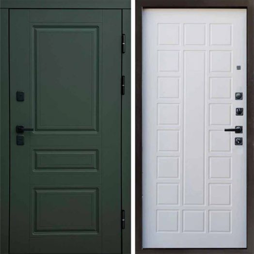 Входная дверь Termo-door Премиум винорит Орегон Грин с терморазрывом - Престиж Белое дерево