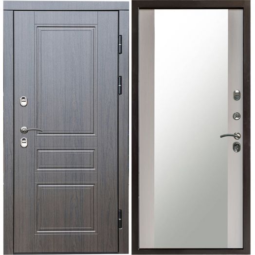 Входная дверь Termo-door Премиум винорит Орегон Венге с терморазрывом - Зеркало Лиственница