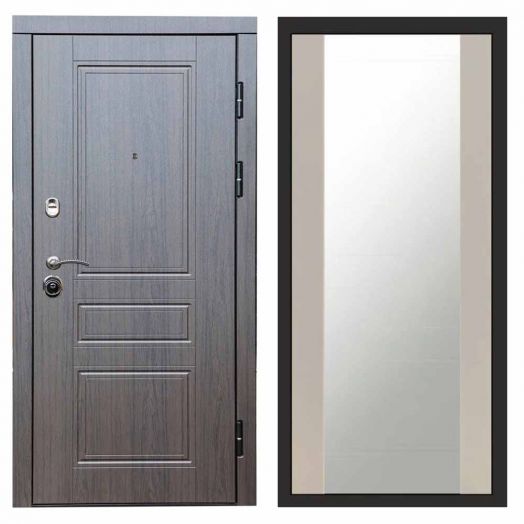 Входная дверь Termo-door Премиум винорит Орегон Венге с терморазрывом - Зеркало Слоновая кость