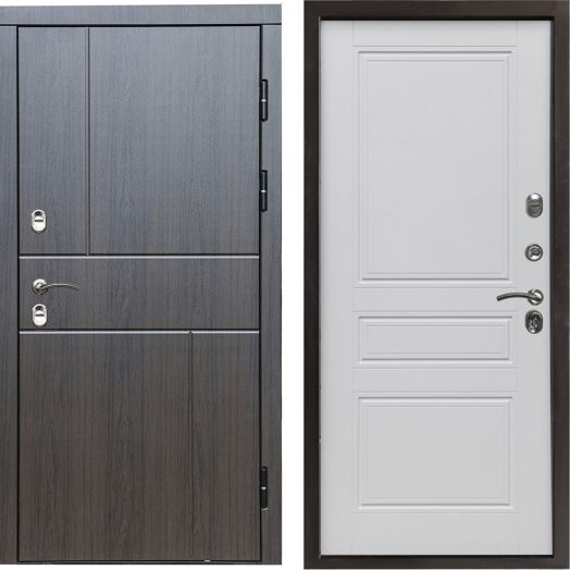 Входная дверь Termo-door Премиум винорит Вертикаль Венге с терморазрывом - Классик Белый софт