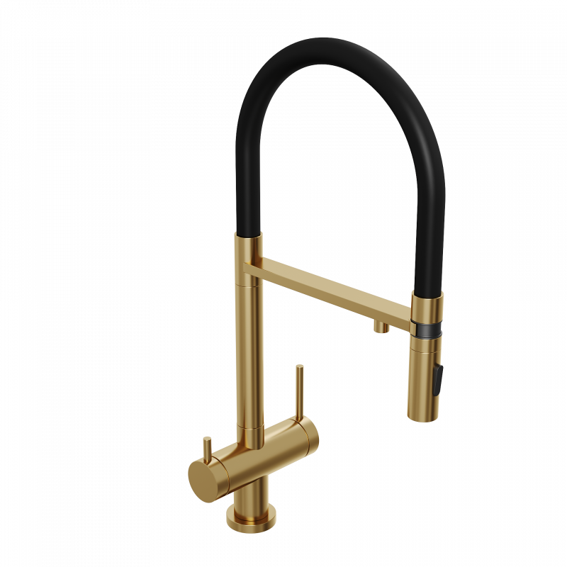 Смеситель для кухни ABELSBERG Venta с гибким изливом, королевское золото, IXF73979BG