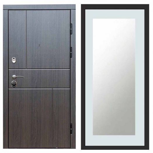 Входная дверь Termo-door Премиум винорит Вертикаль Венге с терморазрывом - Зеркало триумф Белый софт