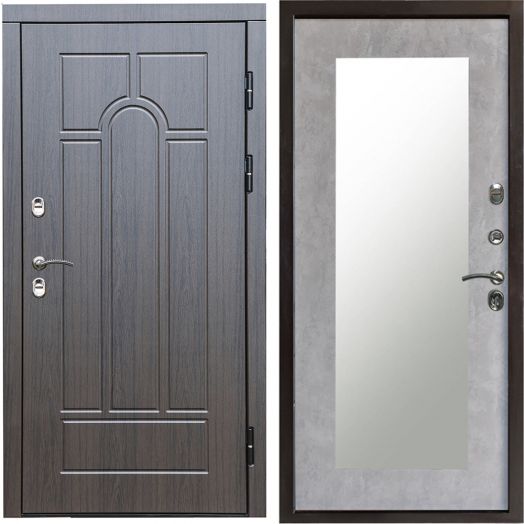 Входная дверь Termo-door Премиум винорит Модена Венге с терморазрывом - Зеркало триумф Бетон светлый