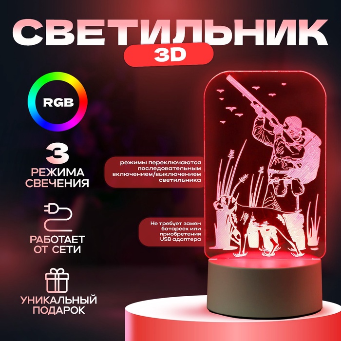 Светильник "Охотник" LED RGB от сети 9,5х10х19,5 см RISALUX