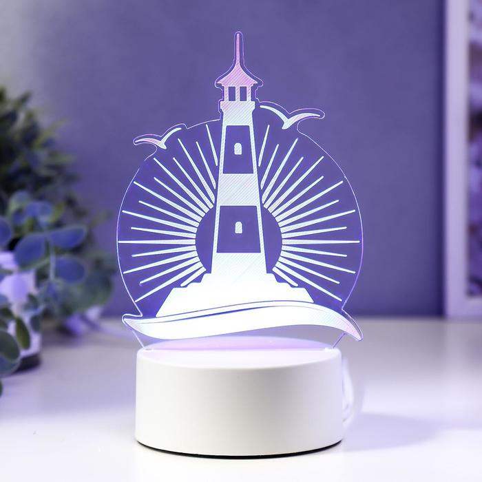 Светильник 3D ночник RISALUX «Маяк», LED RGB, от сети, 9.5?11.5?19 см