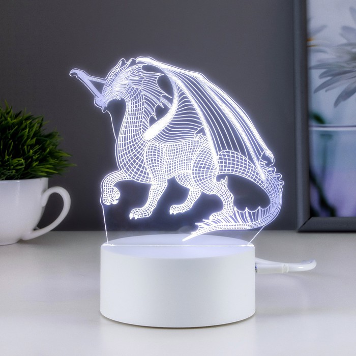 Светильник сенсорный «Дракон» LED 7 USB/от батареек белый 13?9.5?15.5 см RISALUX