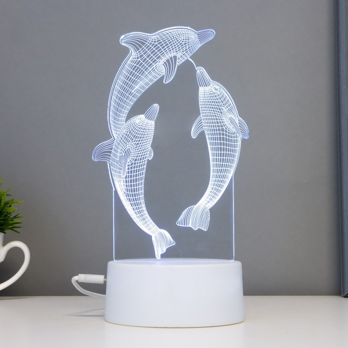 Светильник сенсорный «Дельфины» LED 7 цветов USB/от батареек белый RISALUX