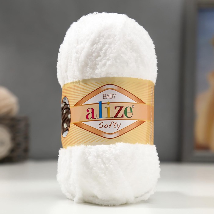 Плюшевая пряжа для вязания спицами, крючком ALIZE, Softy, 100% микрополиэстер, 115 м/50 г, (450 жемчужный)