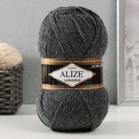 Пряжа для вязания спицами, крючком ALIZE, Lanagold, 51% акрил, 49% шерсть, 240 м/100 г, (182 средне серый)