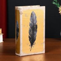 Шкатулка книга-сейф «Перо на золоте», дерево, искусственная кожа, 21?13?5 см