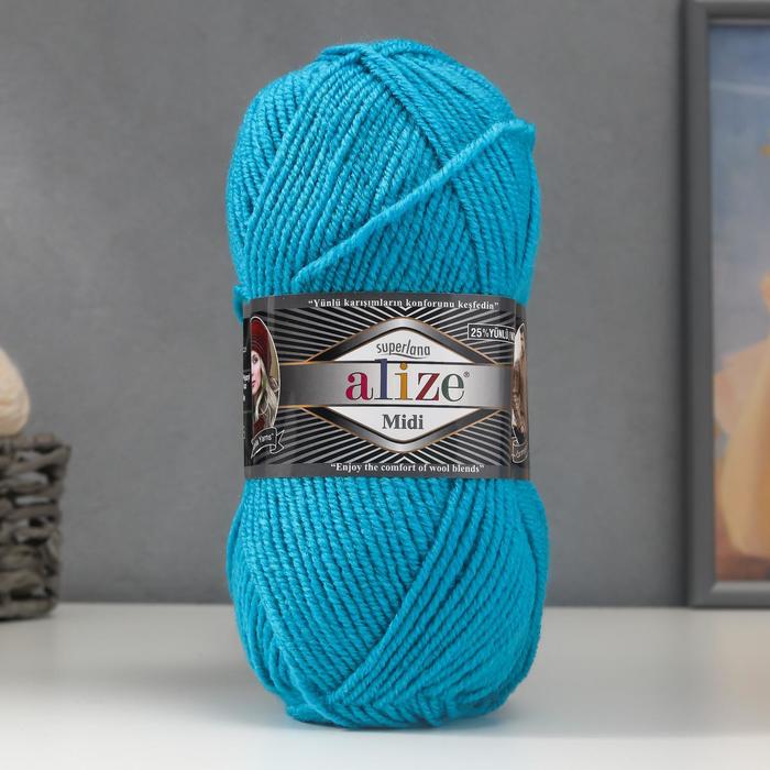 Пряжа для вязания спицами, крючком ALIZE, Superlana midi, 25% шерсть, 75% акрил, 170 м/100 г, (484)