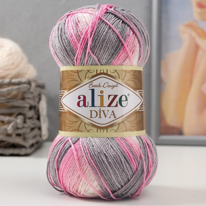 Пряжа для вязания спицами, крючком ALIZE, Diva Batik, 100% микрофибра, 350 м/100 г, (3245)