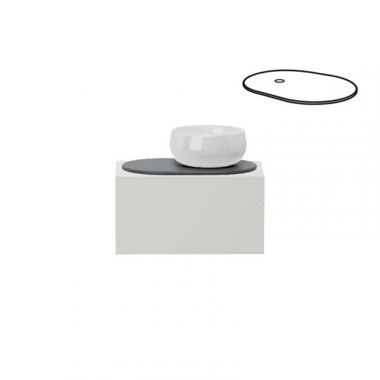 Cielo Delfo столешница 720х455х20 мм, керамическая овальная, без отверстий для смесителя схема 3