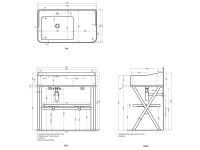 Cielo Siwa раковина 900х500х200 мм, чаша слева, без отверстий для смесителя, без перелива схема 2