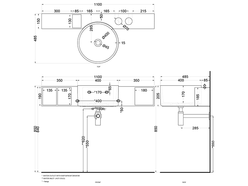 Cielo Sella полочка для аксессуаров без отверстия для смесителя, Living Tec ФОТО