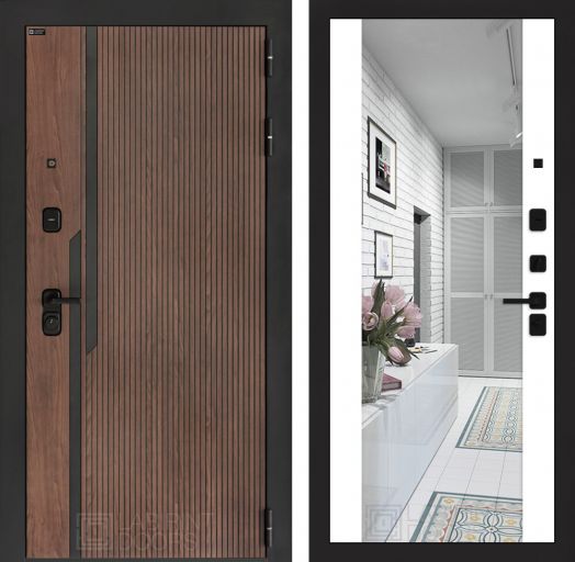 Входная дверь Лабиринт KARMINA - Зеркало максимум Белый софт