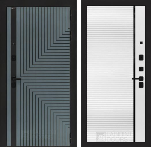 Входная дверь Лабиринт CREDOR - 22 Белый софт, черная вставка