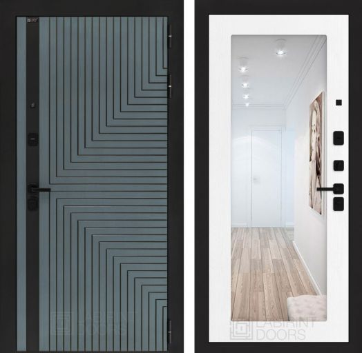 Входная дверь Лабиринт CREDOR - Зеркало 18 Белое дерево