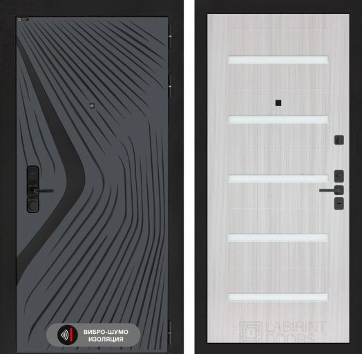 Входная дверь Лабиринт LEOLAB - 01 Сандал белый стекло белое