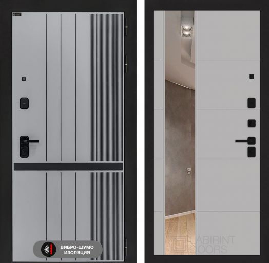 Входная дверь Лабиринт SKYLAB - Зеркало 19 Грей софт