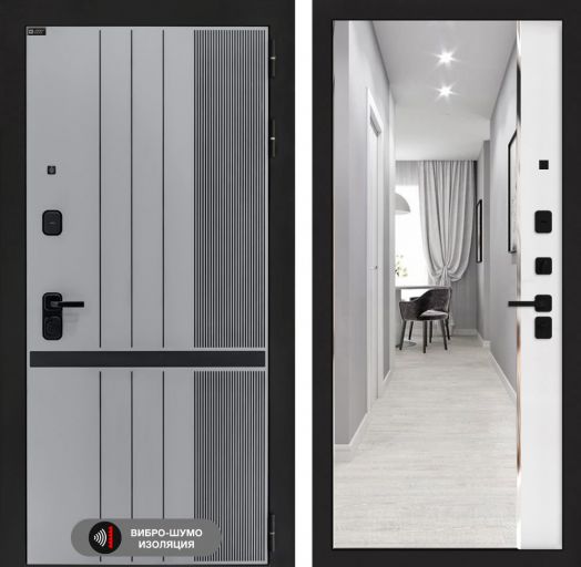 Входная дверь Лабиринт SKYLAB - Зеркало панорама Белый софт