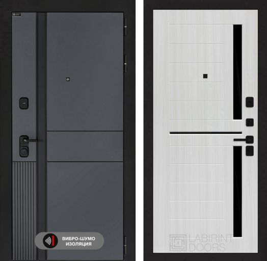 Входная дверь Лабиринт EVOLAB - 02 Сандал белый стекло черное