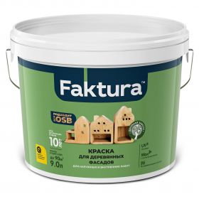 Краска для Деревянных Фасадов Faktura 0.9л Биозащитная, Акриловая с Воском, Белая / Фактура.
