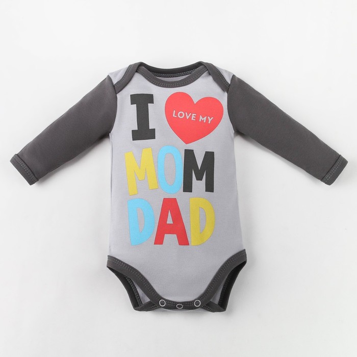 Боди Крошка Я Mum and Dad, рост 68-74 см, серое