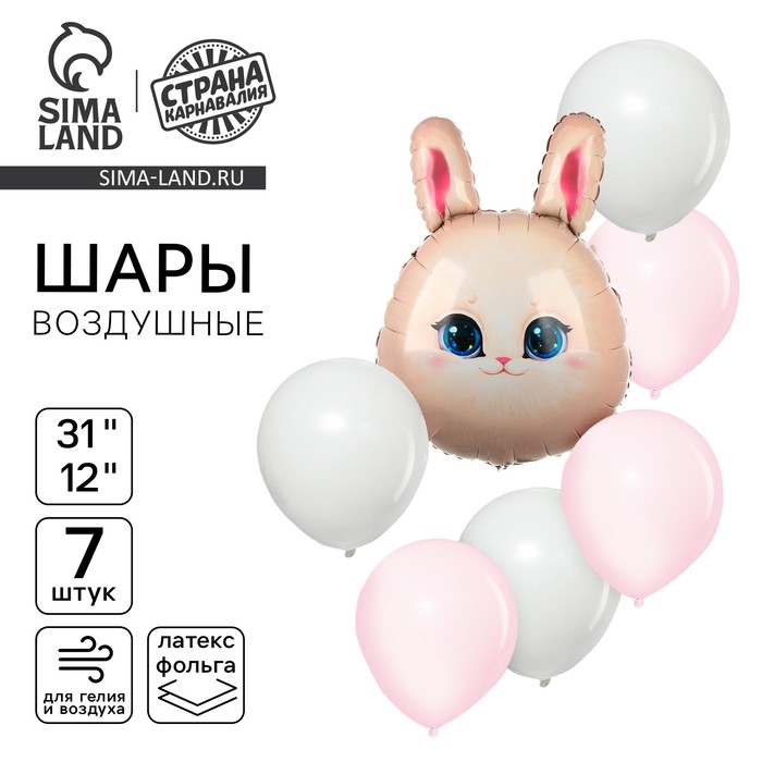 Воздушные шары, букет «Зайка», набор 6 шт.