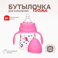 Бутылочка для кормления Крошка Я, широкое горло, ?50 мм, от 0 мес., 150 мл, розовый