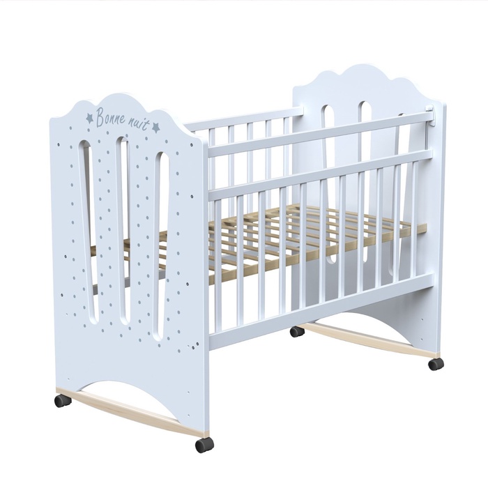 Кровать детская BONNE, колесо-качалка, белый, 1200?600